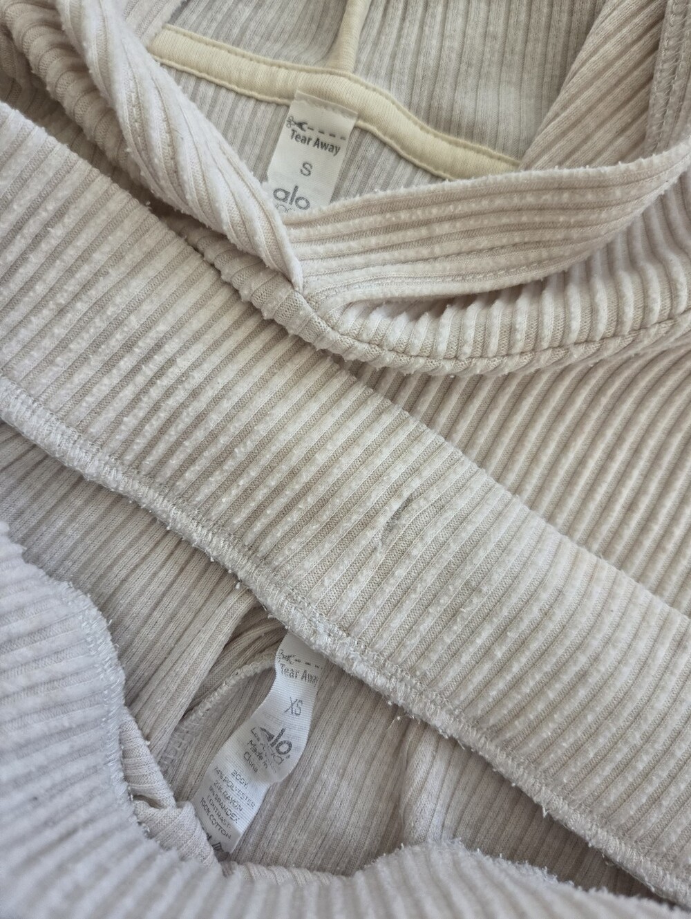 ALO Yoga Muse Ribbed Hoodie & Jogger 2pc Set in Bone sz XS SML *READ - Picture 2 of 2